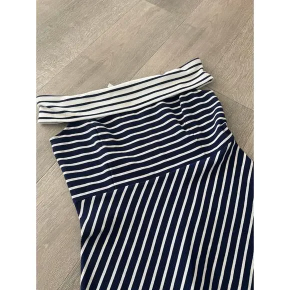 NWT Vineyard Vines Off the Shoulder Mix Stripe Dress Size Large Blue White - Picture 3 of 6